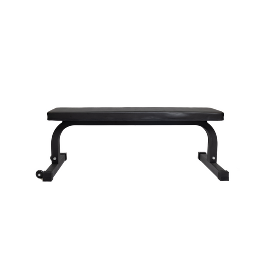 Flat bench for home gym workouts – compact strength training bench Australia, Flat workout bench in home gym setup for full-body strength training