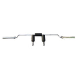 Safety squat bar side profile showing cambered bar shape, handle position and full 2200mm Olympic sleeve length — 247 Gym Equipment Australia
